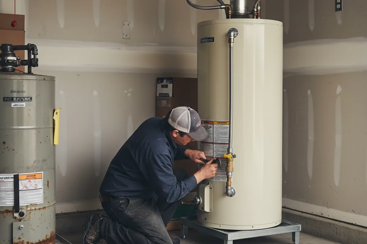 Water heater and shutoff valve replacement in Centerbrook