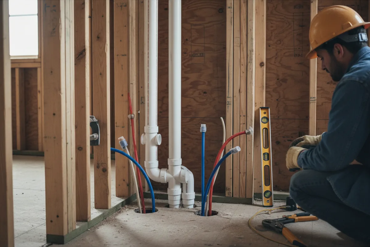 Drain and supply rough-in during Garbage Disposal Repair in Centerbrook