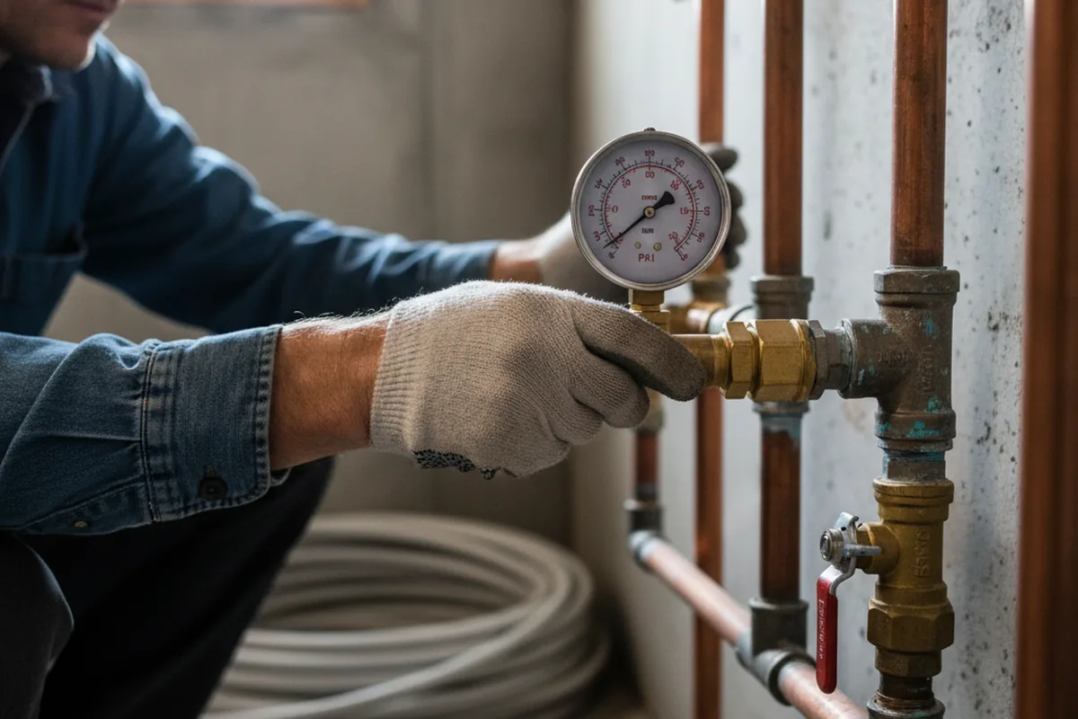 Pressure testing a repaired line during Water Line Repair in Centerbrook